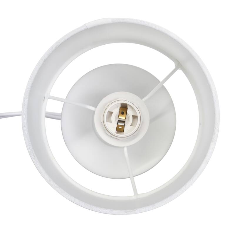 Floral Textured Ceramic Table Lamp with Drum Shade - 10" - Cream