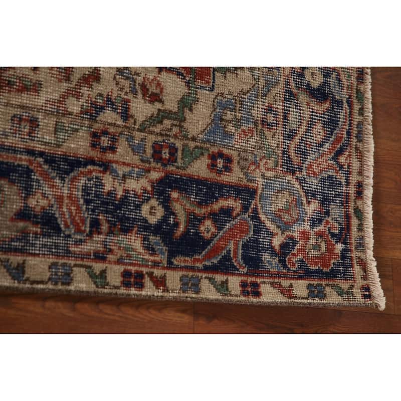 Distressed Oushak Turkish Vintage Area Rug Hand-Knotted Wool Carpet - 4'10" x 8'7"