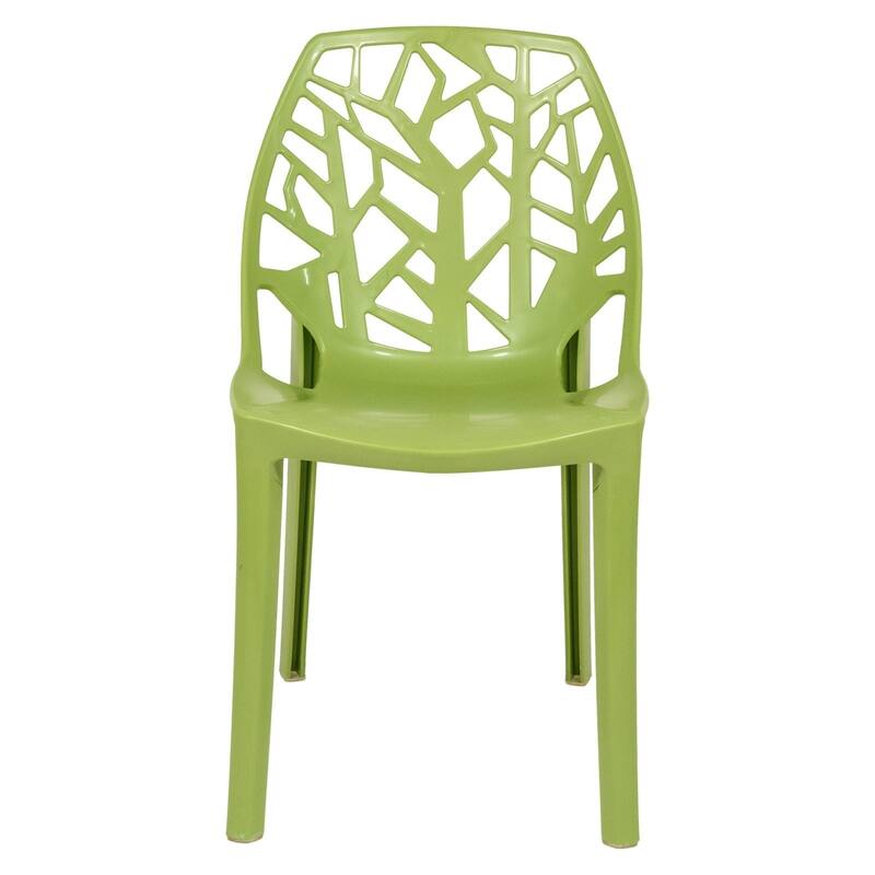 Stackable Dining Chair in Polypropylene (Set of 4) Modern Cut-out Design Backrest Accent Side Chair