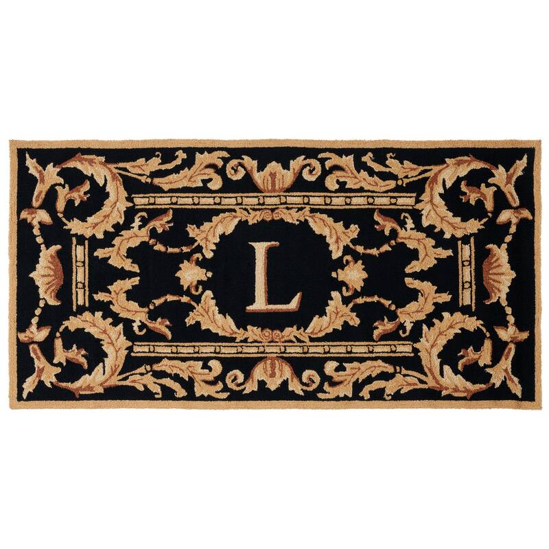 SAFAVIEH Handmade Monogram Berendine Casual Rug - 3' x 6' Runner - L - Black - Runner