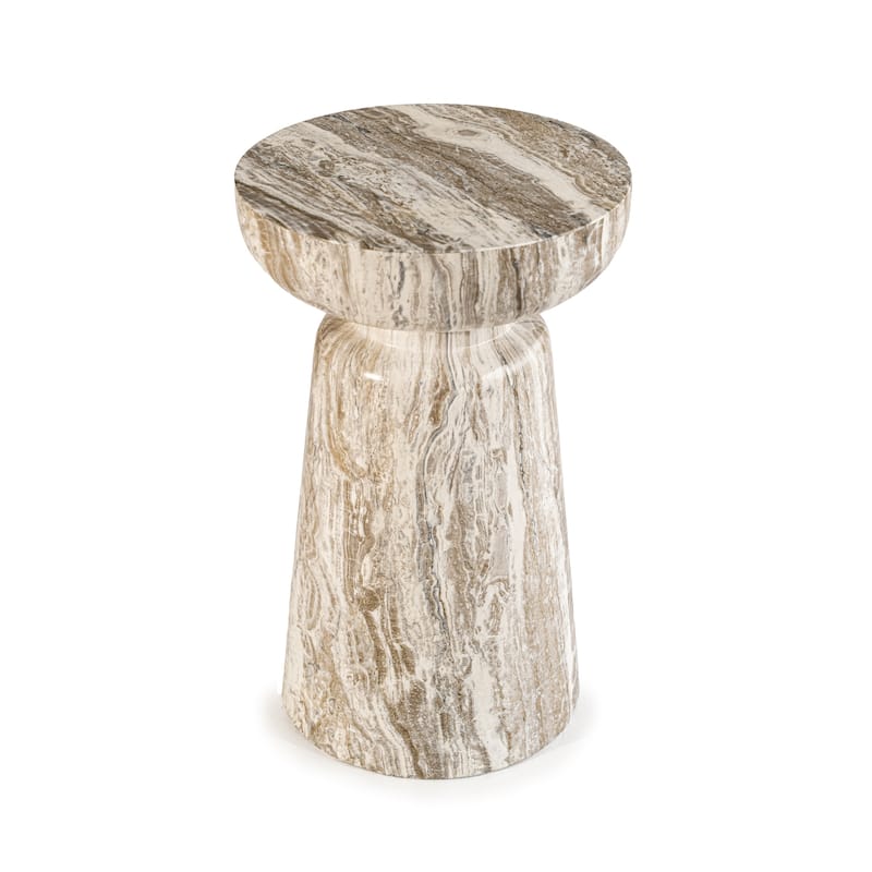 Grover Outdoor Faux Stone Chalice Side Table