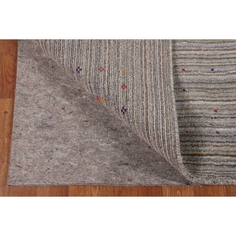 Striped Gabbeh Indian Area Rug Handmade Wool Carpet - 6'0"x 7'11"