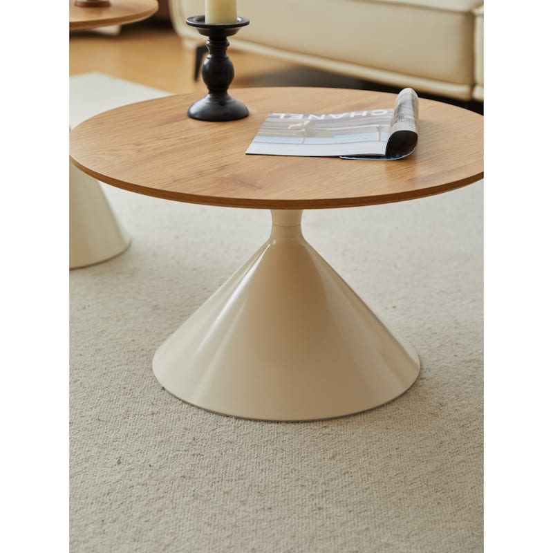 Modern Round Double Cone Design Coffee Table, Set of 2