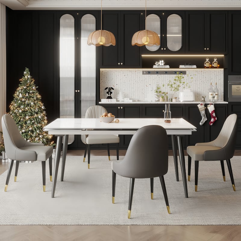 Dining Chair Modern Accent Chairs Faux Leather Side Chairs (Set of 4)