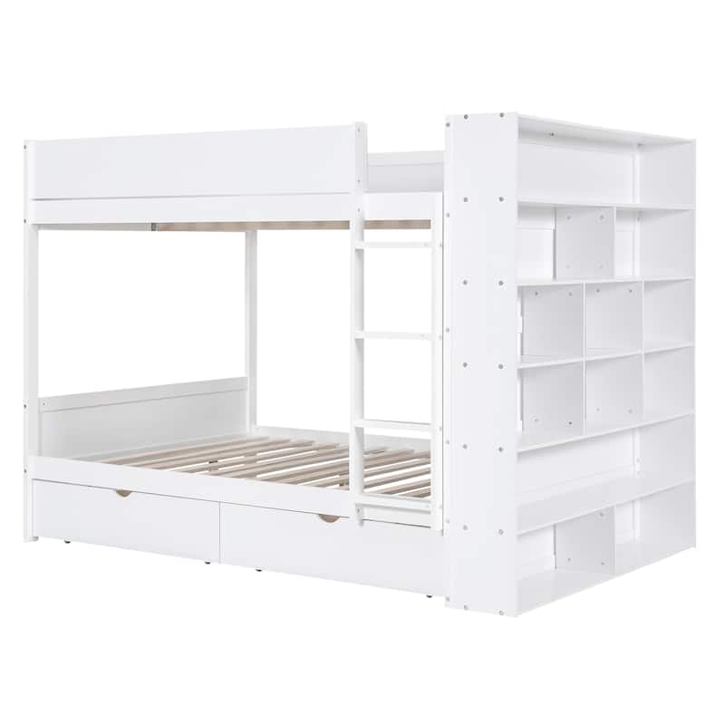 Wood Bunk Bed with Drawers