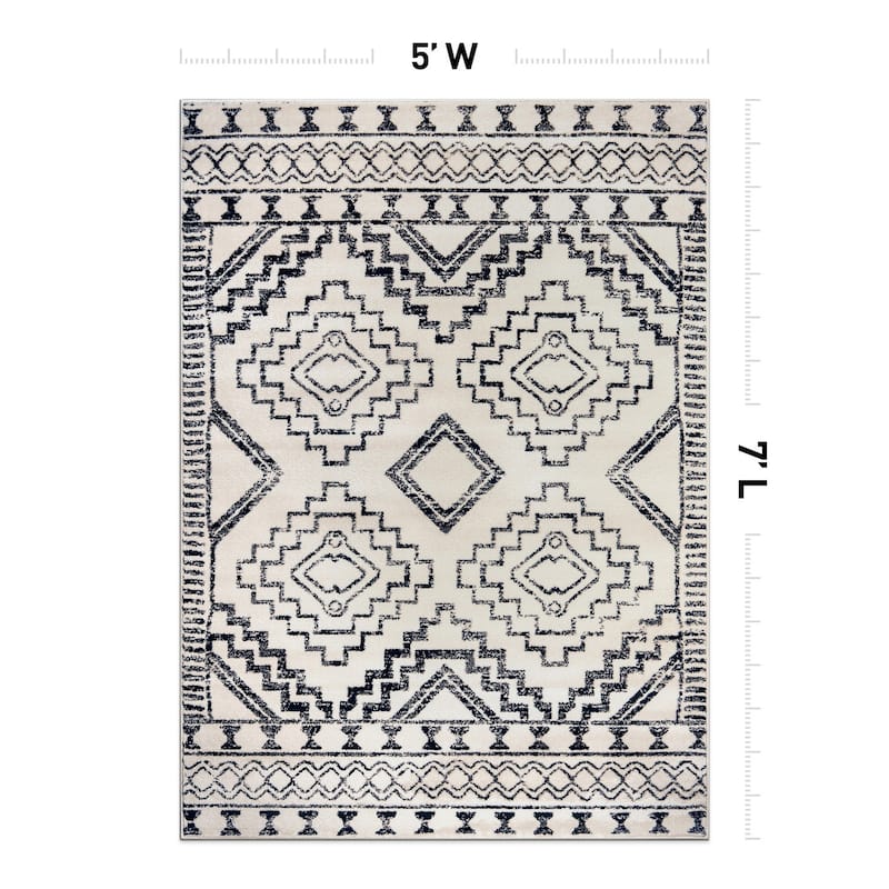 Contemporary Distressed Geometric Area Rug