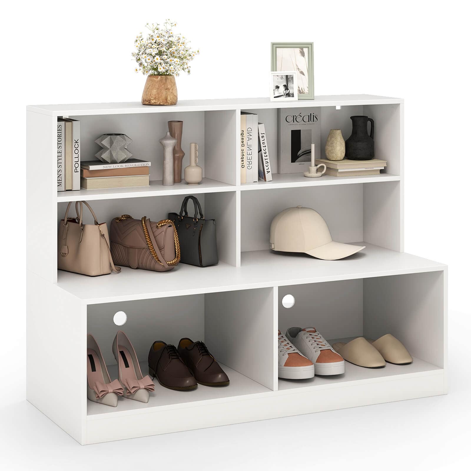 Costway Entryway Shoe Cabinet 2-in-1 Storage Cabinet & Shoe Bench - See Details
