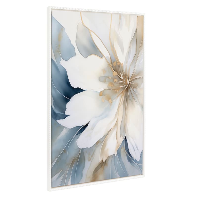 Sylvie Beaded Glam Floral Framed Canvas by Creative Bunch Studio - 31.5x41.5 - White