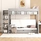 preview thumbnail 11 of 18, Merax Wood Full Size Convertible Bunk Bed with Storage Staircase Grey
