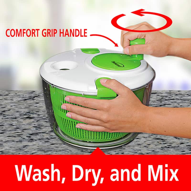 Brentwood 5 Quart Salad Spinner with Serving Bowl in Green - 5 Quart