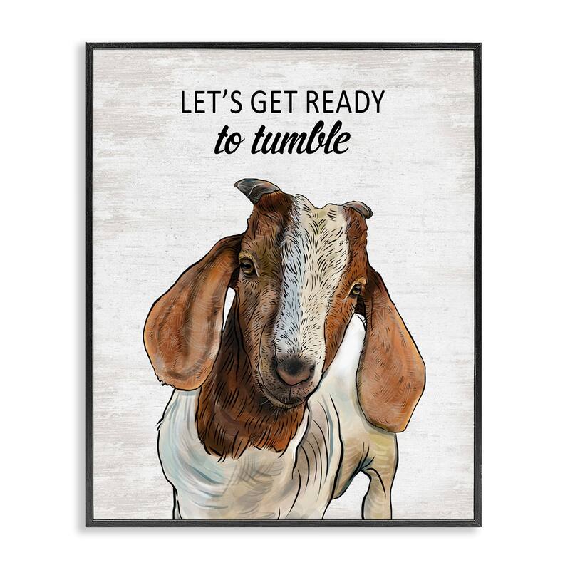 Stupell Ready To Tumble Laundry Goat Framed Giclee Art Design By Lettered and Lined - 11 x 14 - Black