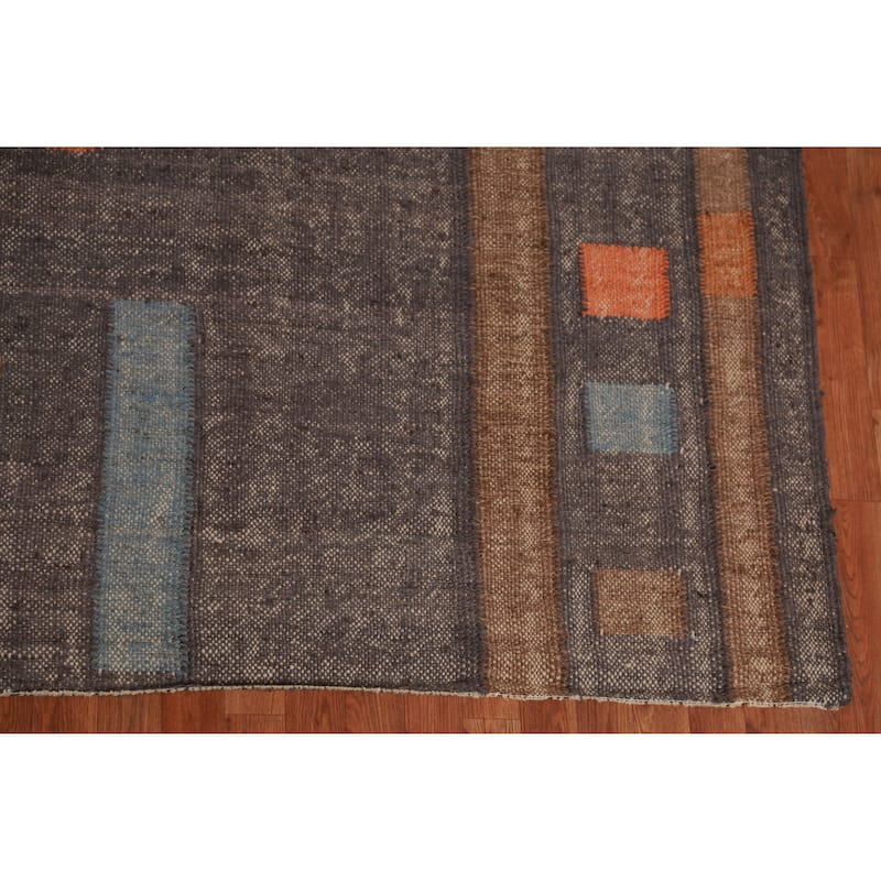 Hand Woven Oriental 100% Jute Carpet Southwestern Modern Greys & Charcoal Kilim Area Rug - 14' 0'' X 10' 7''