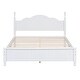preview thumbnail 1 of 7, Queen Retro Wood Platform Bed with Slats, No Box Spring Needed White - Queen