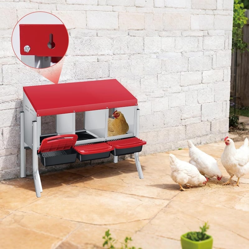 3 Holes Egg-Laying Boxes Nesting Boxes for Chickens Coops with Legs