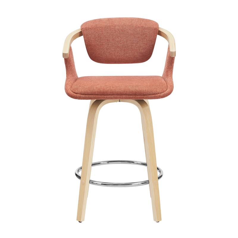 Art Leon Poplar Wood and Upholstered Swivel Barstool