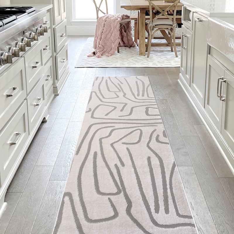 JONATHAN Y Thea Modern Scandinavian Graphic Lines High-Low Area Rug