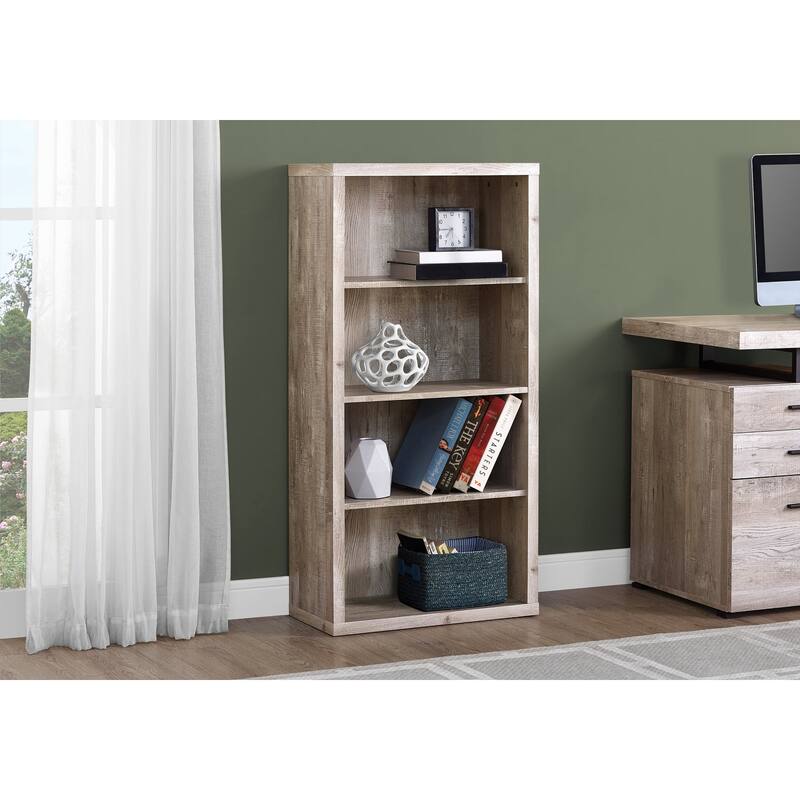 Bookshelf, Bookcase, Etagere, 5 Tier, 48"h, Office, Bedroom, Laminate, Contemporary, Modern - taupe