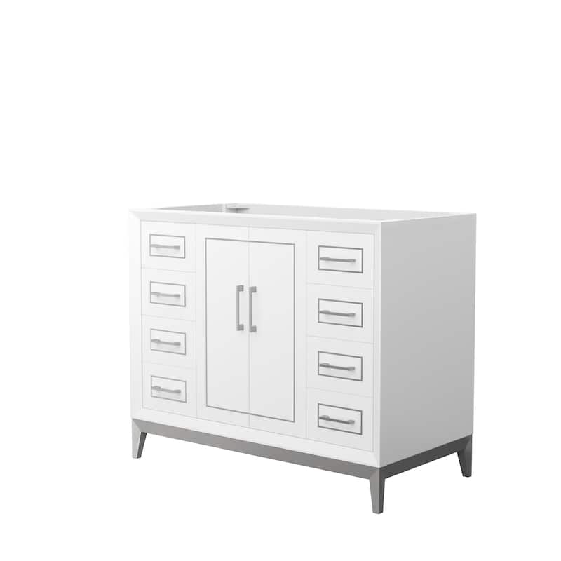 Marlena 42-Inch Single Vanity Cabinet - White, Brushed Nickel Trim, No Top