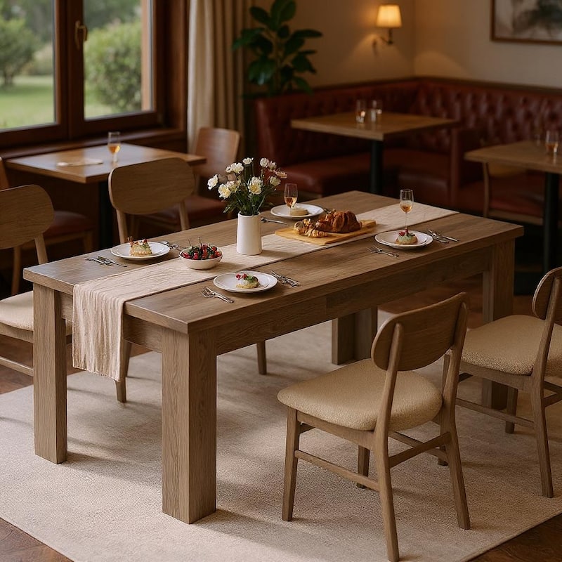 63" Wood Farmhouse Dining Table, for 4-6