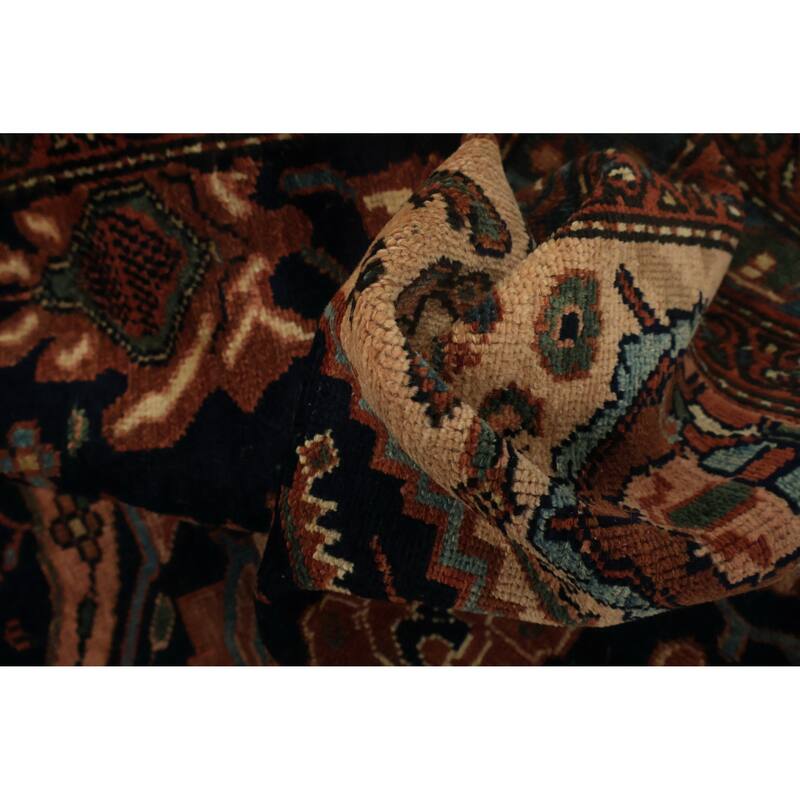 Hand Knotted Oriental 100% Wool Carpet Traditional Floral Navy Blue & Blues Hamedan Area Rug - 6' 6'' X 4' 5''