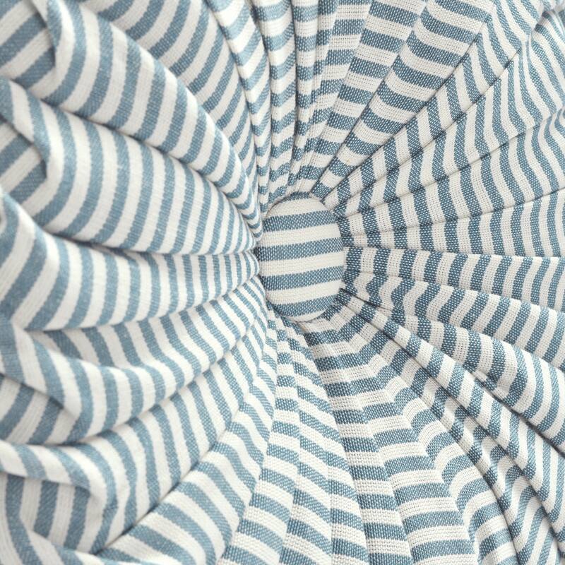 Lush Decor Farmhouse Ticking Stripe Yarn Dyed Pleated 14 inch Round Decorative Throw Pillow