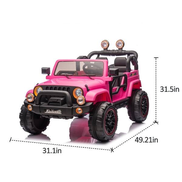 dimension image slide 0 of 4, 24V Electric Kids Ride-On Vehicle, Parent-Controlled Car with Adjustable Speeds, Pull Rod, Storage & LED Lights