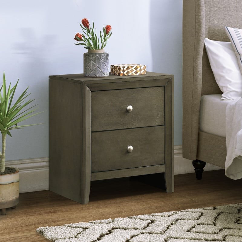 Modern Grey 2-drawer Nightstand for Bedroom - Grey