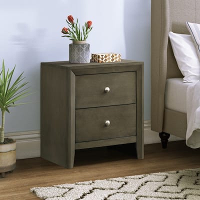 Modern Grey 2-drawer Nightstand for Bedroom