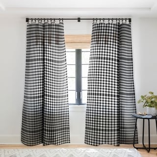 1-piece Sheer Gingham Black And White Made-to-Order Curtain Panel - On ...