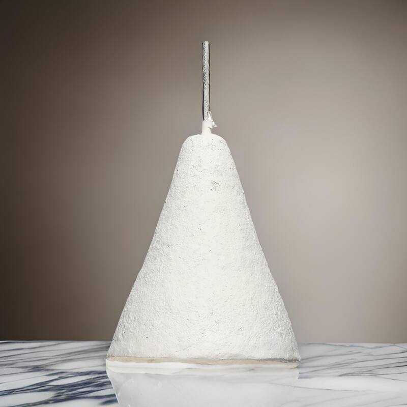 Zoe 96 Inch Pendant Chandelier, Modern Paper Mache Cone Shape, Beige