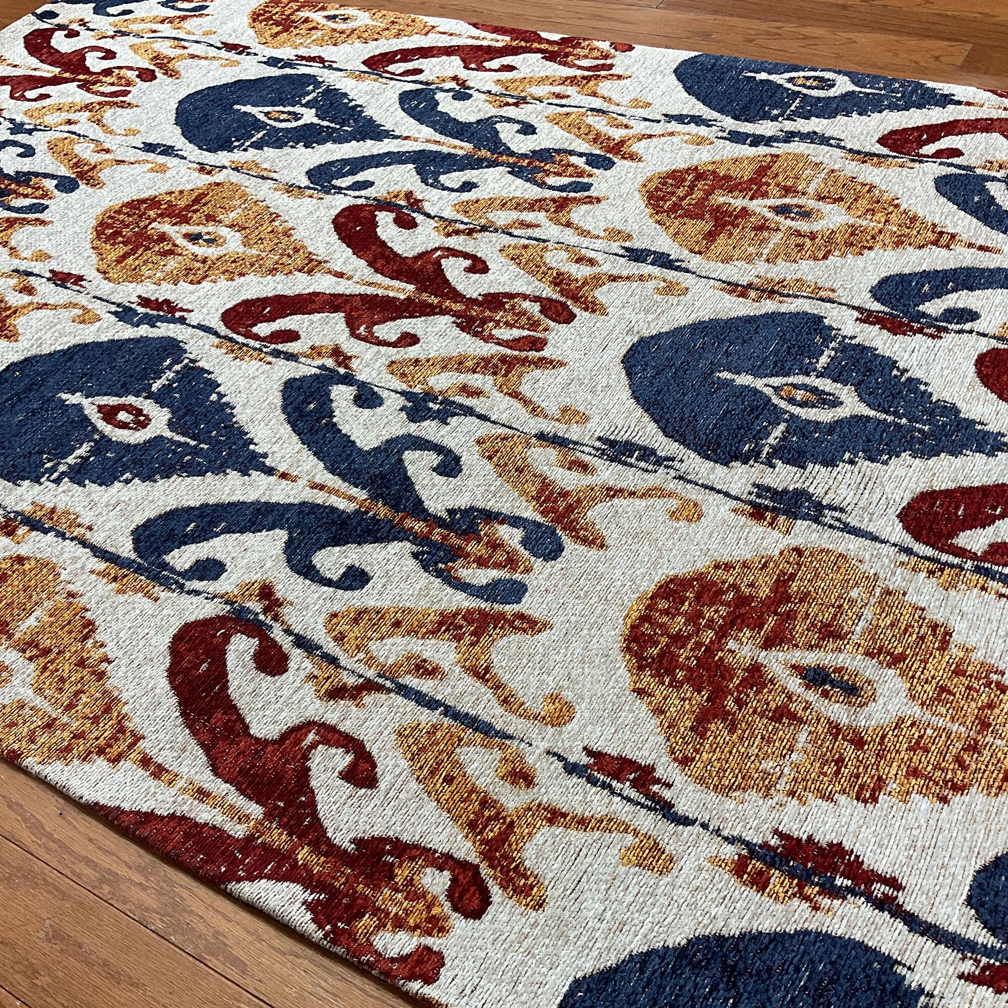 Handmade Chenille Flatweave Ikat Rug (India) 4' x 6' Bed Bath