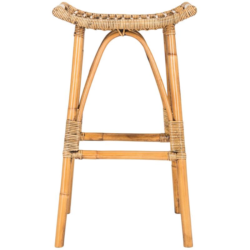 SAFAVIEH Keiko -30.7 Inch Brown Rattan Bar Stool - 17.7" x 17.7" x 31.1" - 18Wx18Dx31H