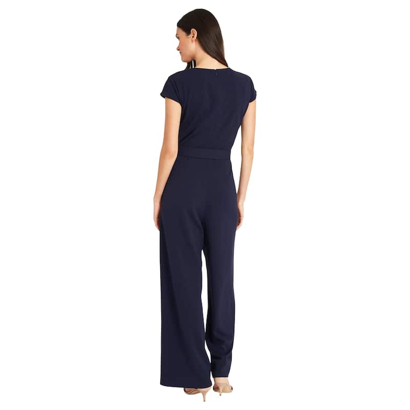 Maggy London Cap Sleeve Belted Jumpsuit