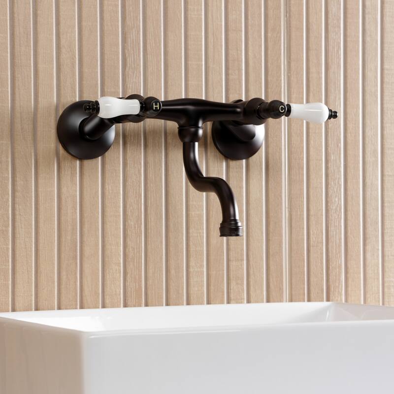 Kingston Brass Kingston Two-Handle 2-Hole Wall Mount Bathroom Faucet