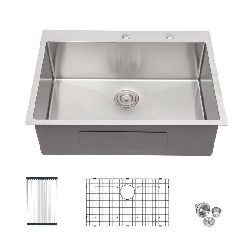 15/25 inch Topmount Drop-in Stainless Steel Single Bowl Kitchen Sink - 25" x 22" x 10"