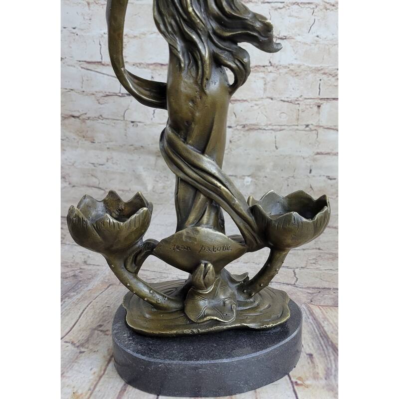 Handcrafted Sensual Floral Bronze Candle Holder Bronze Sculpture Statue Figure