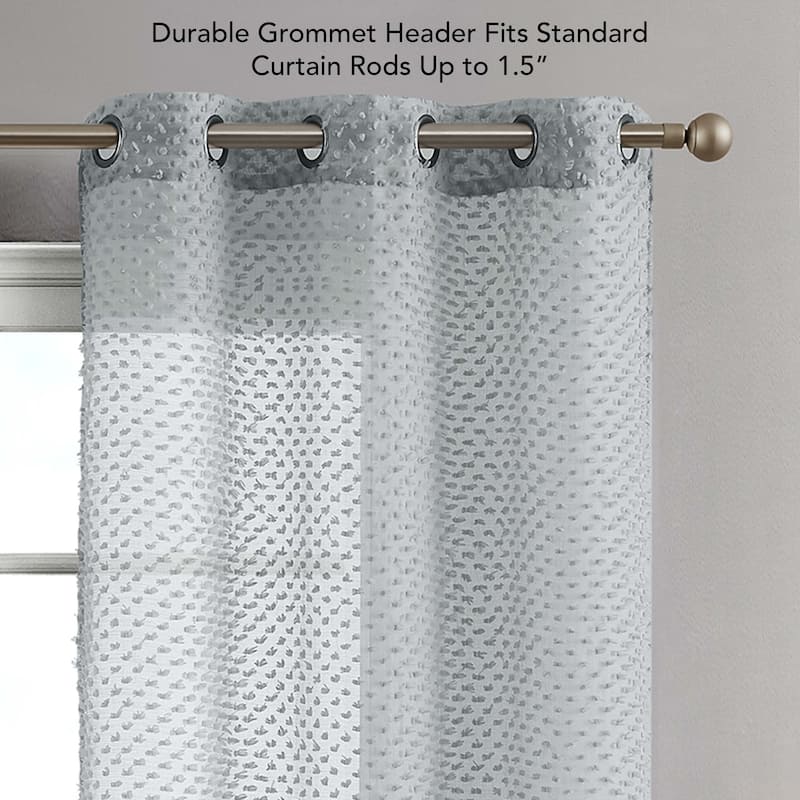 Creative Home Ideas Mia Embellished Sheer Grommet Window Curtain Panel Pair with Tiebacks,
