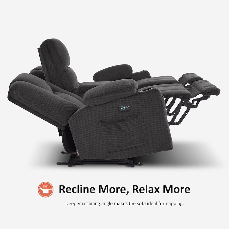 MCombo Electric Power Reclining Sofa with Massage and Lumbar Heat, Fabric 6015/6025/6035/6045