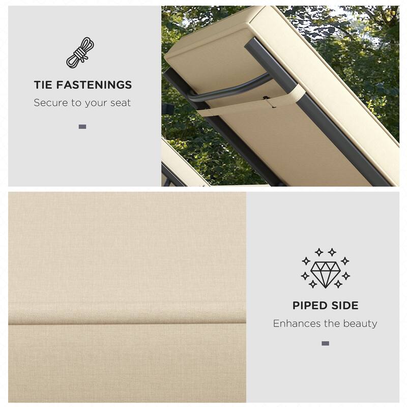 Outsunny 2 Patio Chaise Lounge Chair Cushions with Backrests, Replacement Patio Cushions with Ties for Outdoor Poolside Lounge