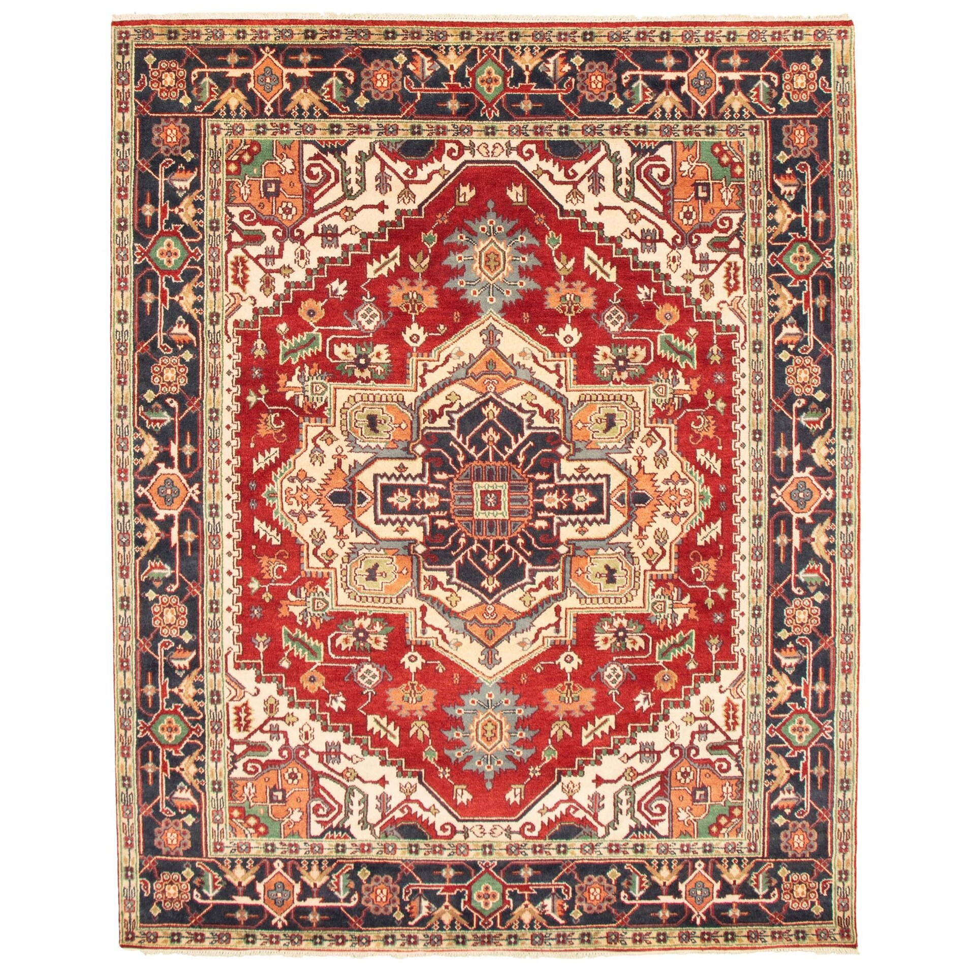 361657 Serapi Heritage Bordered Ivory Rug 8'0 x 9'10 Bedroom Hand-Knotted Wool Rug eCarpet Gallery Large Area Rug for Living Room 361657 Serapi Heritage Bordered Ivory Rug 8'0 x 9'10 Bedroom Hand-Knotted Wool Rug eCarpet Gallery Large Area Rug for Living Room