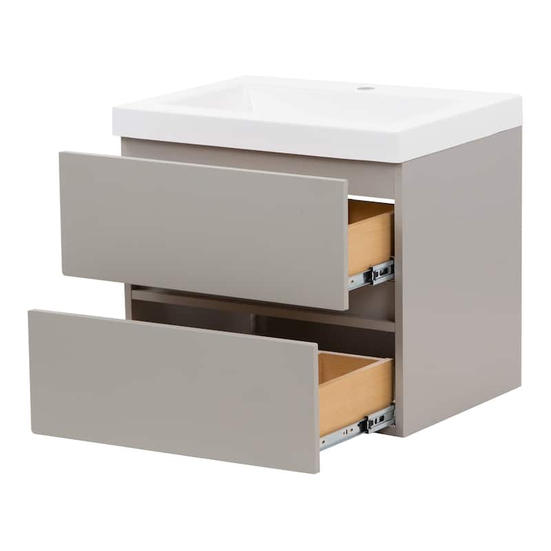 Spring Mill Cabinets Innes 24.5" 2-Drawer Floating Bathroom Vanity With White Sink Top