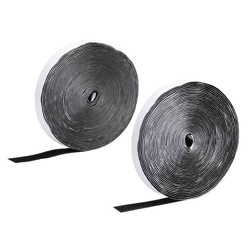 Self Adhesive Cable Ties 10 Meters 20mm Hook and Loop Cord Wraps Black Fasten