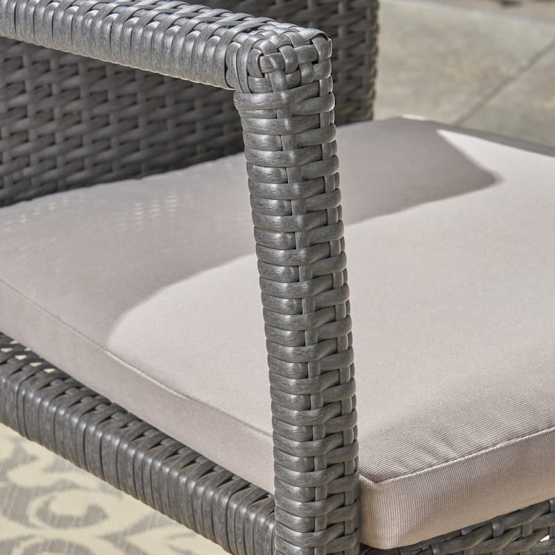 Stamford Outdoor 7-Piece Acacia Wood Dining Set with Wicker Chairs by Christopher Knight Home