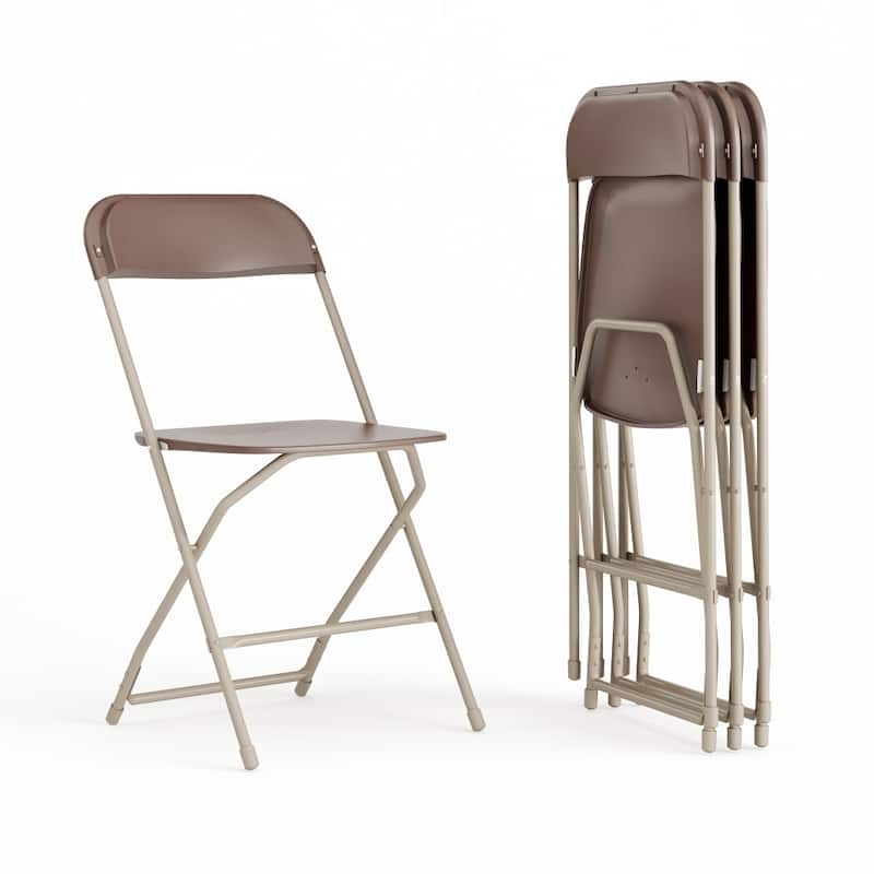 Plastic Folding Chair - 650LB Weight Capacity - Event Chair - 17.5"W x 18"D x 31.5"H - Brown