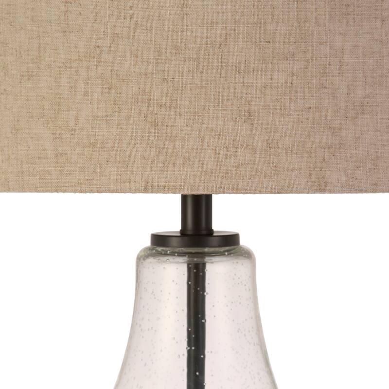 Leta Table Lamp in Seeded Glass with Flax Shade