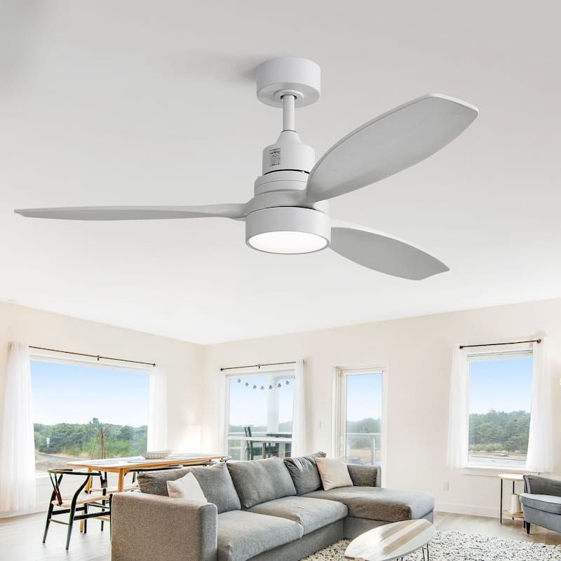 Sofucor 52-inch Solid Wood Ceiling Fan with LED Light,Remote Control Included,Reversible,Quiet and Powerful