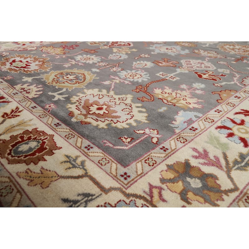Gray Oushak Oriental Area Rug Handmade Wool Carpet - 8'0"x 9'9"