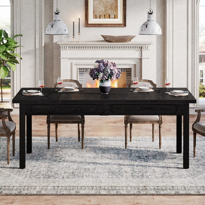 Wood/ Metal Dining Table for 6 People for Kitchen Dining Room