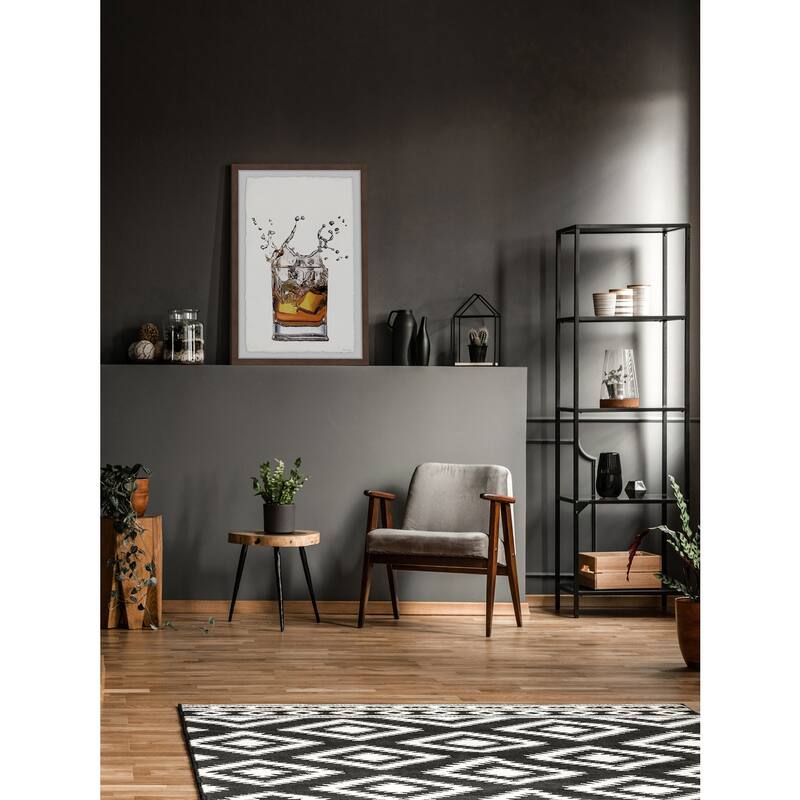 Whiskey and Ice Framed Wall Art, Elegant Home Touch - Sophisticated Artwork for Refined Décor