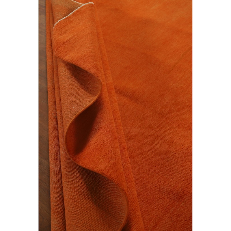 Hand Knotted Oriental 100% Wool Carpet Modern Solid Oranges & Rust Gabbeh Area Rug - 12' 1'' X 9' 4''